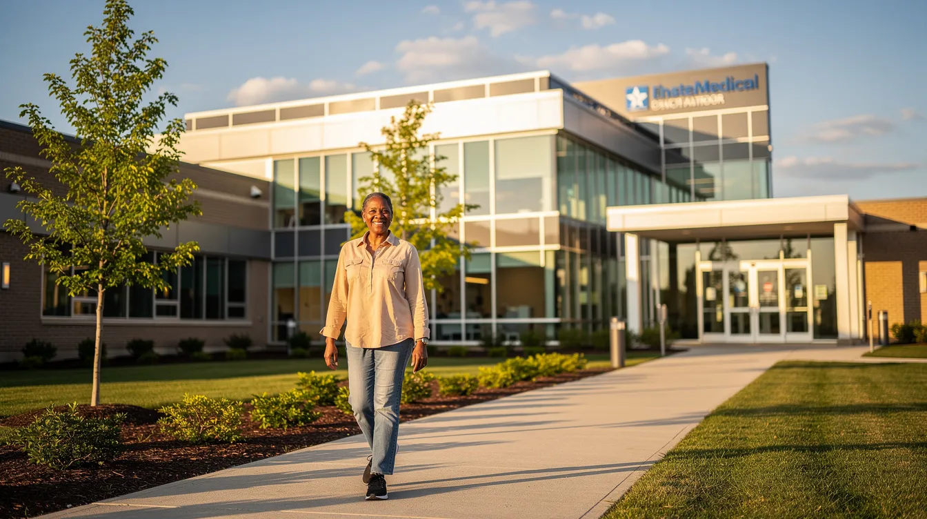 Patient walking comfortably after receiving treatment for chronic back and nerve pain.